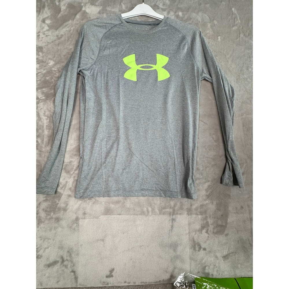 Under Armour Heatgear Long Sleeve T Shirt Boys VXL JTG EG Gray Loose Fit
